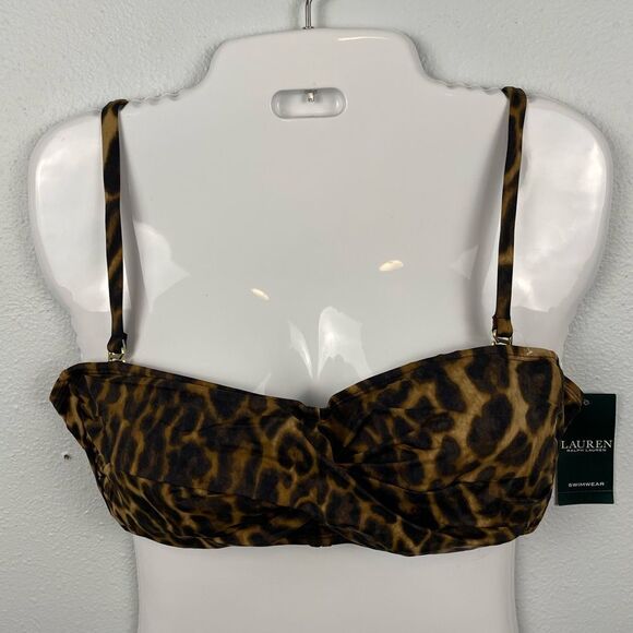 NWT Lauren Ralph Lauren Tiger Print Bikini Top Size 10 - Picture 1 of 4
